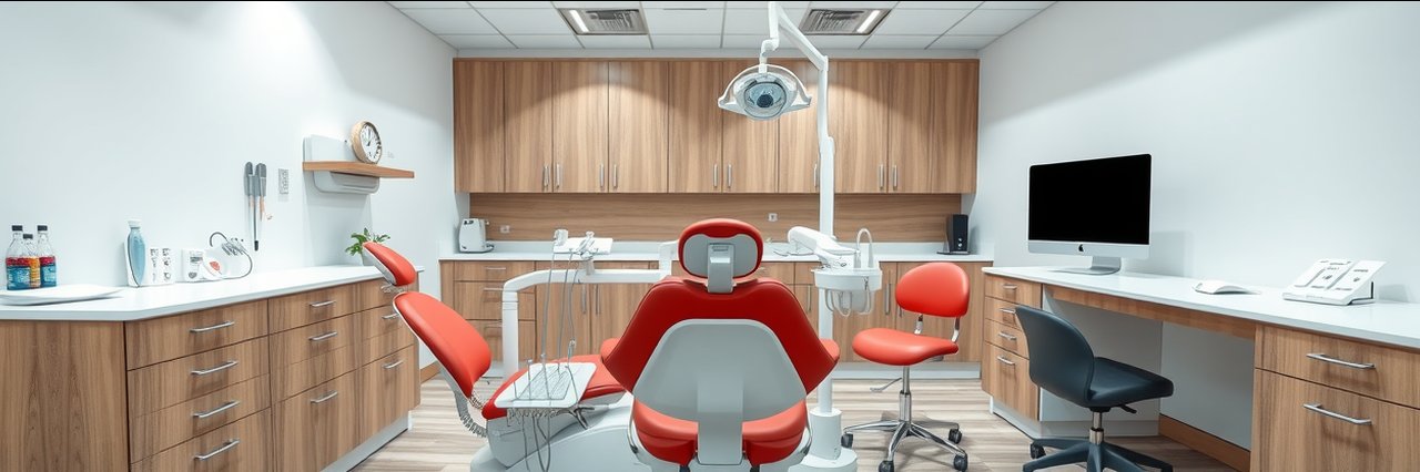 Modern dental clinic in Miami with dental chair for periodontal maintenance