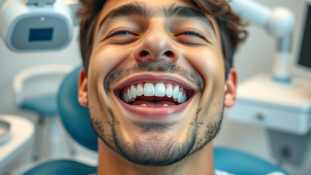 Smiling patient post root canal treatment showing pain-free, healthy teeth