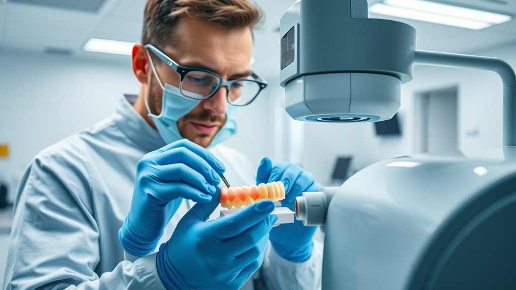 Dental technician creating affordable dental solutions with CAD/CAM