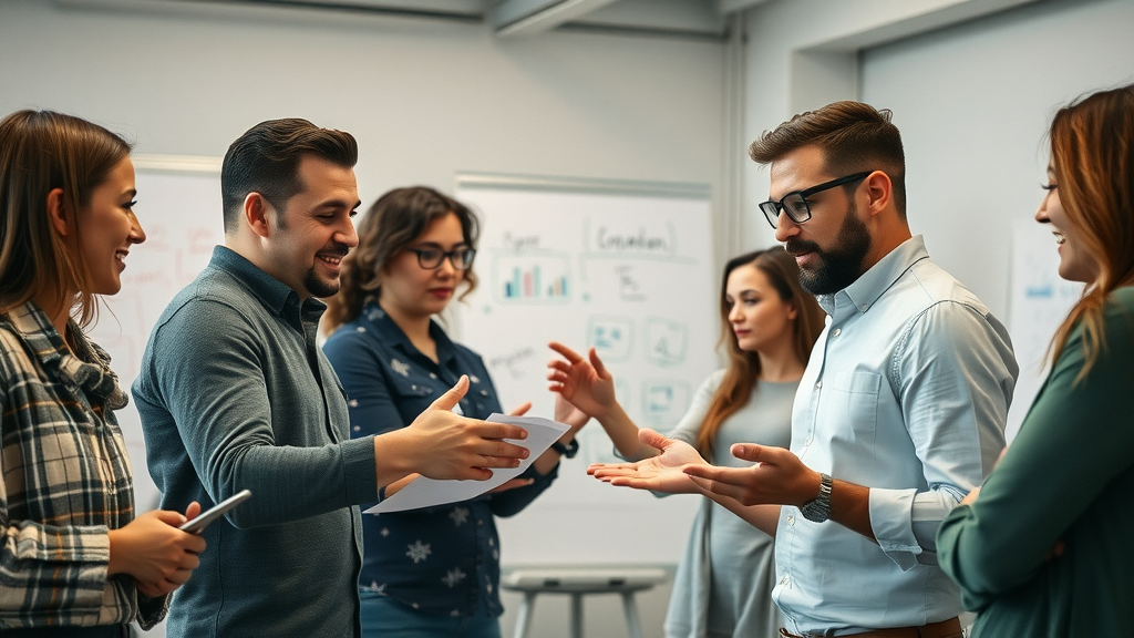 Innovative web design team collaborating in creative studio discussing strategies