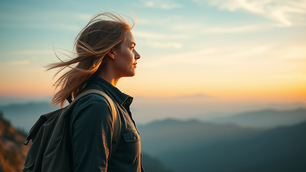 Digital nomad living solo traveler sunrise mountain landscape