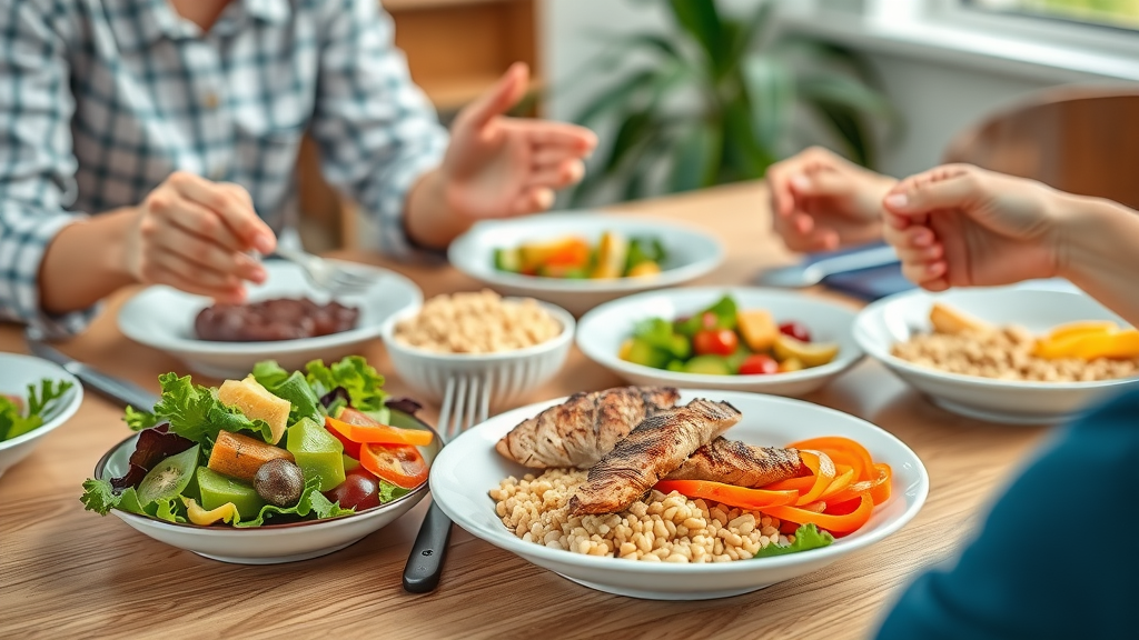 colorful healthy dinner idea with lean protein and fresh vegetables, explained by nutritionist