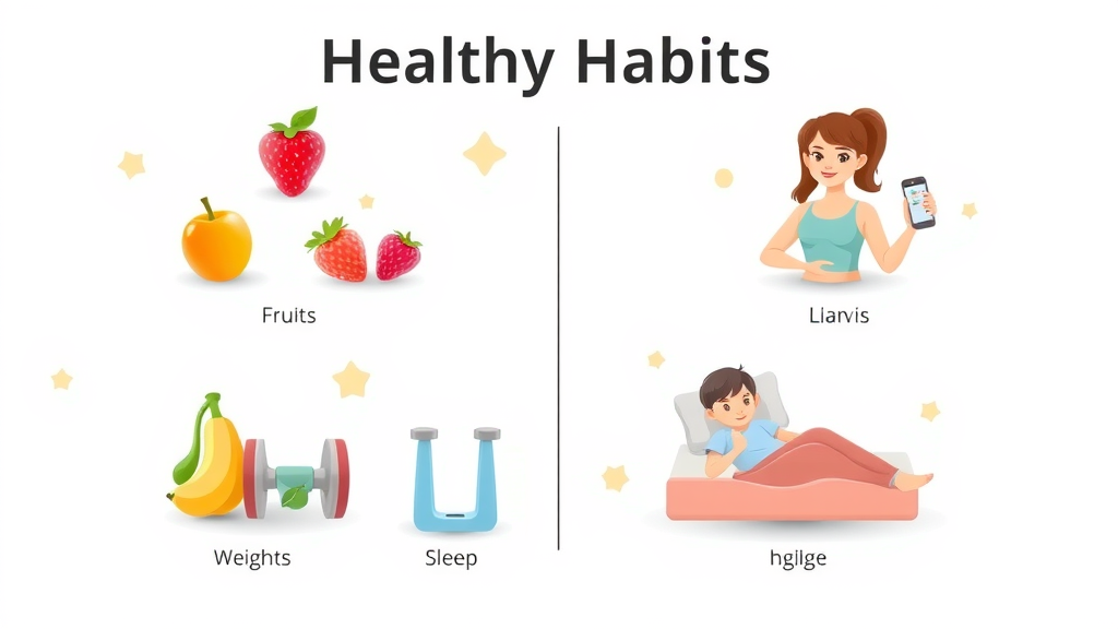 Infographic comparing daily habits: nutrition, exercise, sleep, hygiene for immune system strength