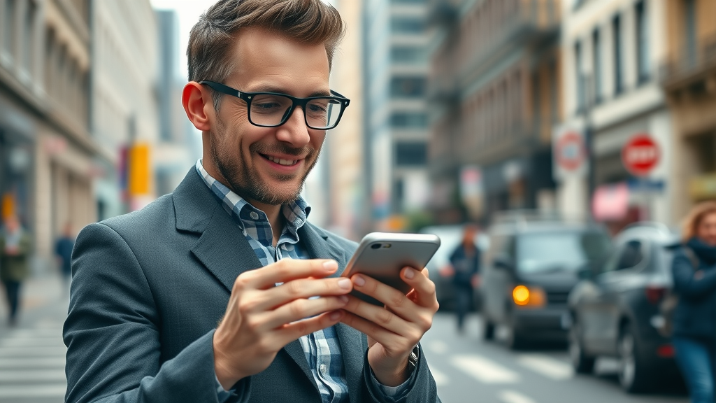 Marketing expert analyzing mobile local search results for business visibility using SEO for local businesses.